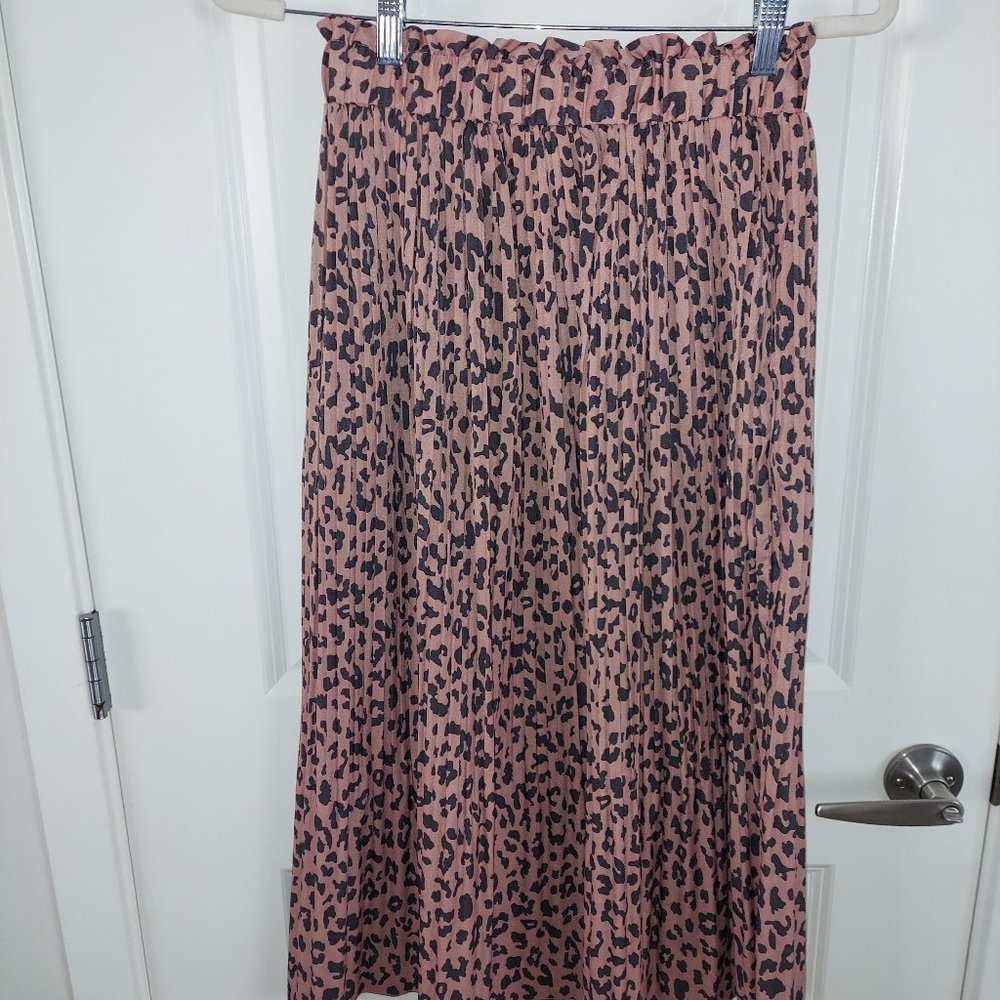 Pink Cheetah Midi Skirt